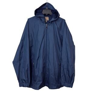 Cold Storage Foul Weather Gear Navy Hooded Jacket Mens 2XL Nylon Waterproof